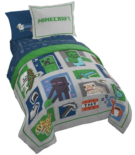 Minecraft bedding sets - Minecraft Patchwork Mobs 5 Piece Twin Bed Set - Includes Comforter & Sheet Set - Bedding Features Creeper, Ghost, Zombie, & Enderman - Super Soft Fade Resistant Microfiber (Official Minecraft Product) Options: 4 sizes. 15,091. 400+ bought in past month. $6799. 